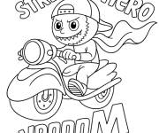 Coloriage Labubu conduisant son scooter