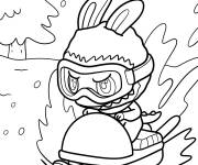 Coloriage Labubu conduit une motoneige