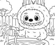 Coloriage Labubu dans le piscine