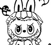 Coloriage Labubu dans une citrouille d'Halloween