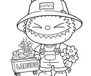 Coloriage Labubu en jardinage