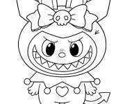 Coloriage Labubu en tenu de joker
