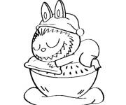 Coloriage et dessins gratuit Labubu endormi sur le noix à imprimer