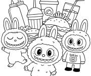 Coloriage Labubu et Fast Food