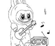 Coloriage et dessins gratuit Labubu jouant de la guitare à imprimer