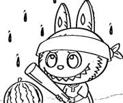 Coloriage Labubu jouant du karate