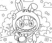 Coloriage Labubu kawaii dans le parc