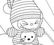 Coloriage Labubu mignon portant un pyjama