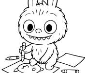 Coloriage Labubu mignon qui dessine