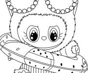 Coloriage Labubu mignonne dans une bou&eacute;e de baignade