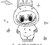 Coloriage et dessins gratuit Labubu parmi les nuages à imprimer