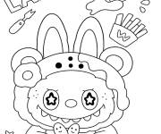 Coloriage Labubu prend son petit-d&eacute;jeuner