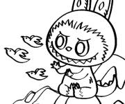 Coloriage Labubu s'amuse avec les oiseaux