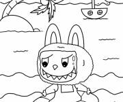 Coloriage Labubu s'amuse sur la plage pour enfants