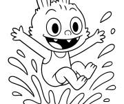 Coloriage Labubu saute dans la piscine