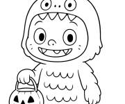 Coloriage Labubu se d&eacute;guise en monstre