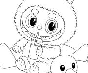 Coloriage Labubu se profite de son temps dans la piscine