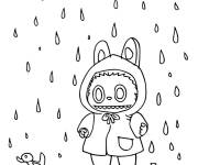 Coloriage Labubu sous la pluie