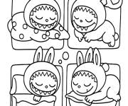 Coloriage Labubu sur le lit