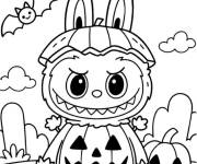 Coloriage Labubu sur le th&egrave;me d'Halloween