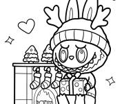 Coloriage Labubu tenant un cadeau de noel cp