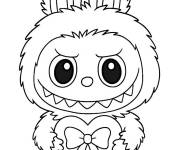 Coloriage Labubu tenant un coeur pour saint valentin