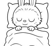 Coloriage Petit Labubu dans son lit