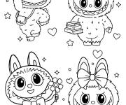 Coloriage Quatre Labubu adorables