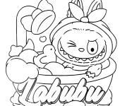 Coloriage Sc&egrave;ne de Labubu dans la baignoire