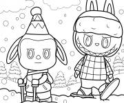 Coloriage Ski &agrave; Labubu en hiver