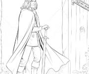 Coloriage Aragorn au combat conte les orcs