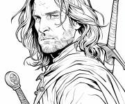 Coloriage Aragorn avec le regard s&eacute;rieux