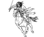 Coloriage et dessins gratuit Aragorn sur son cheval à imprimer