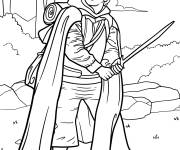 Coloriage Bilbon tenant une &eacute;p&eacute;e