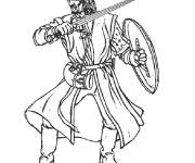 Coloriage Boromir en bouclier et &eacute;p&eacute;e