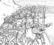 Coloriage Combat f&eacute;roce devant le palais du Seigneur des anneaux