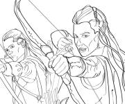 Coloriage Elfes au tir &agrave; l'arc dans le film Seigneur des anneaux