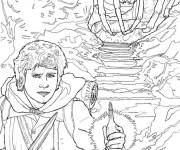 Coloriage Frodon dans la cave de l'airaign&eacute;e