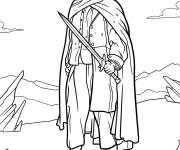 Coloriage Frodon le Hobbit dans un terrain rocailleux