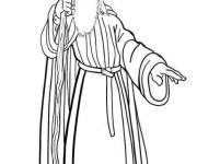 Coloriage et dessins gratuit Gandalf avec son b&acirc;ton à imprimer