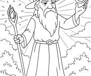 Coloriage Gandalf et son pouvoir du feu