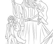 Coloriage Gandalf guidant Frodon dans un voyage