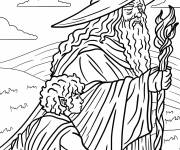 Coloriage Gandalf marchant avec Frodon