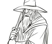 Coloriage Gandalf portant son chapeau