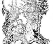 Coloriage Gnomes dans les arbres