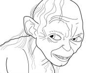 Coloriage Gollum avec le regard m&eacute;chant