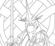 Coloriage Guerrier mal&eacute;fique portant un casque du Seigneur des Anneaux