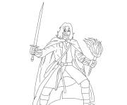 Coloriage H&eacute;ros du Seigneur des Anneaux avec son &eacute;p&eacute;e