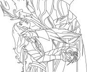 Coloriage Le baiser d'Arwen et d'Aragorn