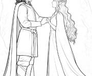 Coloriage Les amoureux Aragorn et Arwen